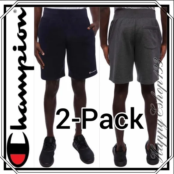 Champion Men’s French Terry Short, 2-Pack, Blu&amp;Gry