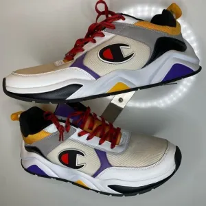 Champion 93 Eighteen Shoes Sneakers Size13 Purple Yellow Black w/ Red Laces