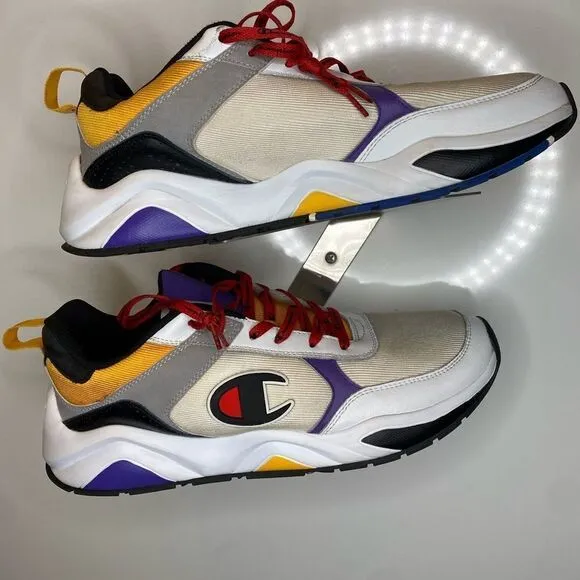 Champion 93 Eighteen Shoes Sneakers Size13 Purple Yellow Black w/ Red Laces