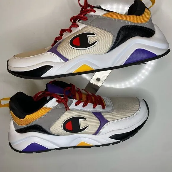 Champion 93 Eighteen Shoes Sneakers Size13 Purple Yellow Black w/ Red Laces