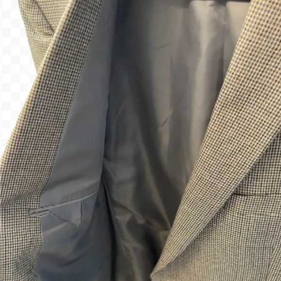 Chaps Classic Men's Blazer Brown Tan Houndstooth Check Pattern Size 44R