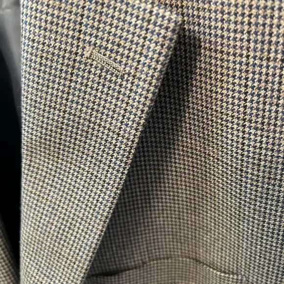 Chaps Classic Men's Blazer Brown Tan Houndstooth Check Pattern Size 44R