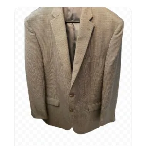 Chaps Classic Men's Blazer Brown Tan Houndstooth Check Pattern Size 44R