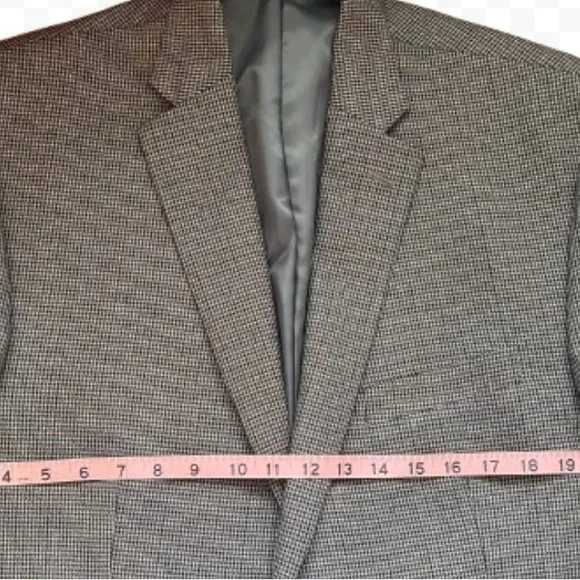 Chaps Classic Men's Blazer Brown Tan Houndstooth Check Pattern Size 44R