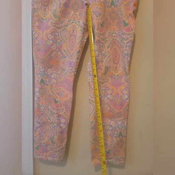 Chaps Pink Purple Paisley Denim Ankle Pants Jeans