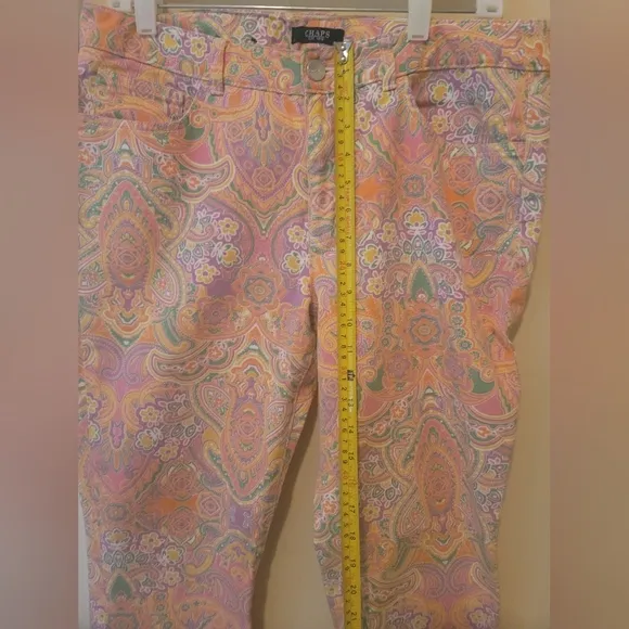 Chaps Pink Purple Paisley Denim Ankle Pants Jeans