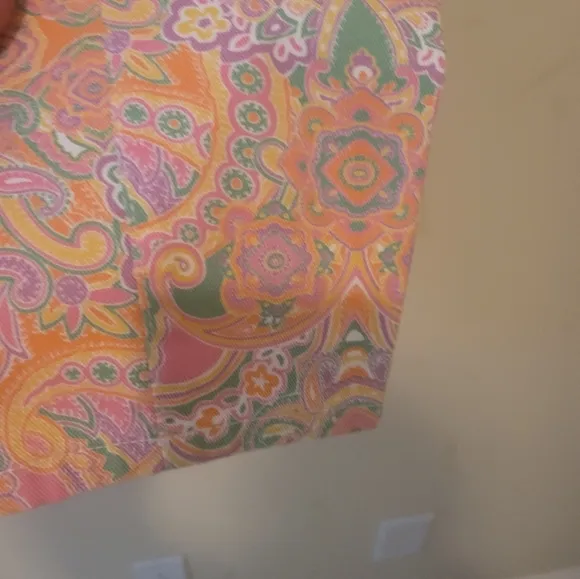 Chaps Pink Purple Paisley Denim Ankle Pants Jeans