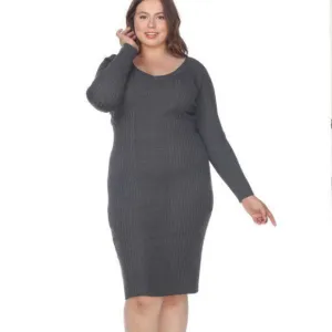Charcoal Scoop Neck Plus Size Sweater PS057-02