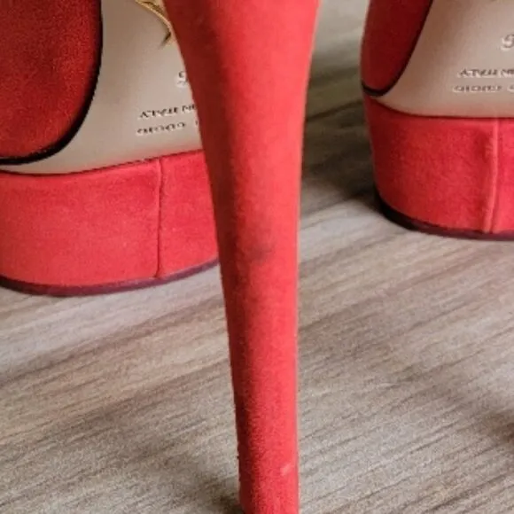 Charlotte Olympia Dolly Platform Red Embroidery Suede Leather Shoes Eur, 36