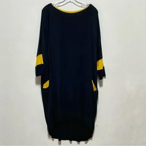 Chiara Cocol Milano Stylish comfort charcoal &amp; yellow knit modern tunic dress