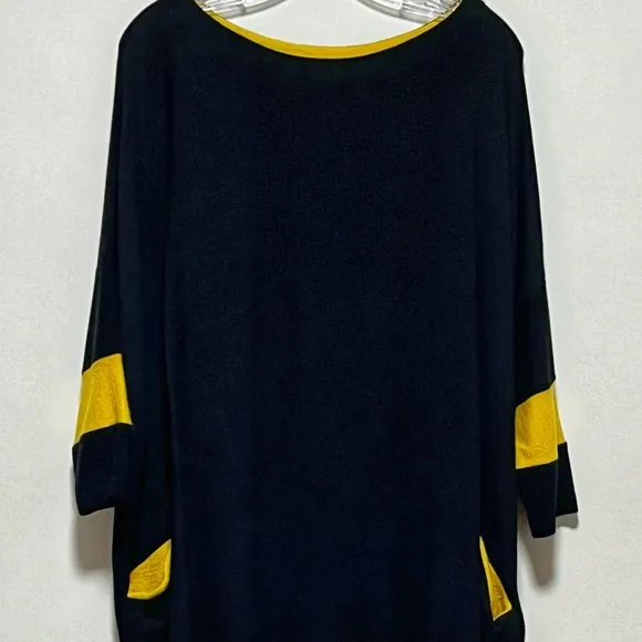 Chiara Cocol Milano Stylish comfort charcoal &amp; yellow knit modern tunic dress