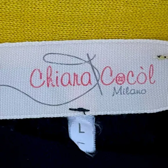 Chiara Cocol Milano Stylish comfort charcoal &amp; yellow knit modern tunic dress
