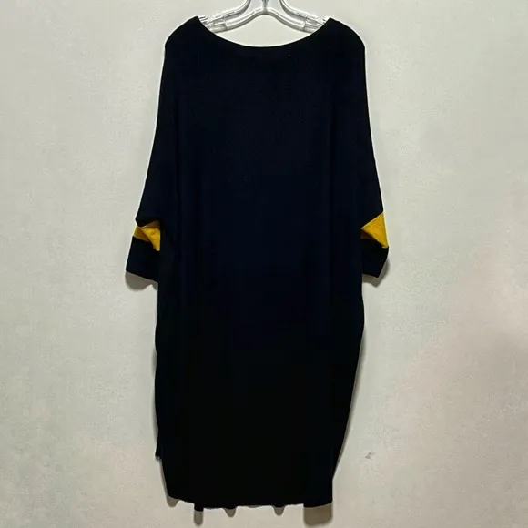 Chiara Cocol Milano Stylish comfort charcoal &amp; yellow knit modern tunic dress
