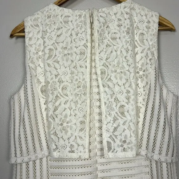 Chico’s Ecru Sheath Dress Elegant White Lace Overlay NWT