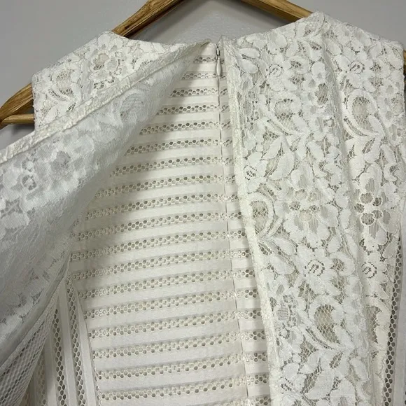 Chico’s Ecru Sheath Dress Elegant White Lace Overlay NWT