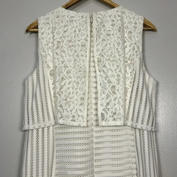 Chico’s Ecru Sheath Dress Elegant White Lace Overlay NWT