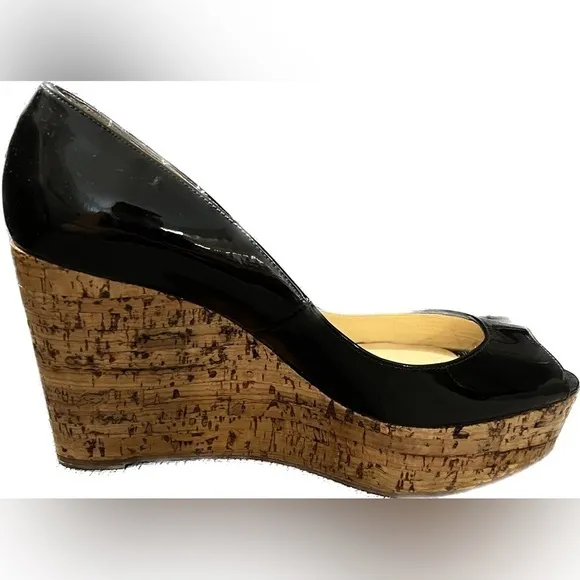 Christian Louboutin Platform Heel Sandals Peep Toe Red Bottom size 38.5