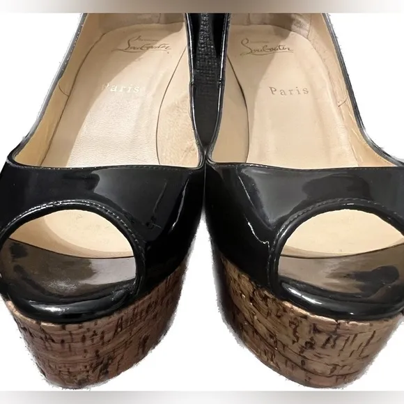 Christian Louboutin Platform Heel Sandals Peep Toe Red Bottom size 38.5