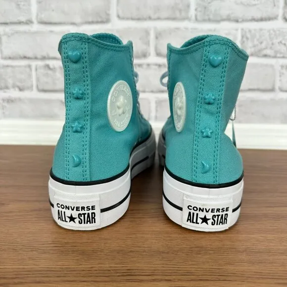 ⭐Chuck Taylor All Star Lift Platform Stars Sz 8 Women's Shoes teal/White A06492C