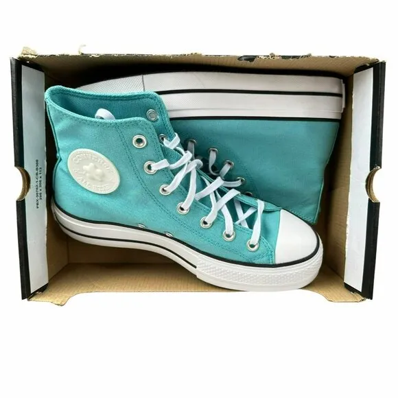⭐Chuck Taylor All Star Lift Platform Stars Sz 8 Women's Shoes teal/White A06492C