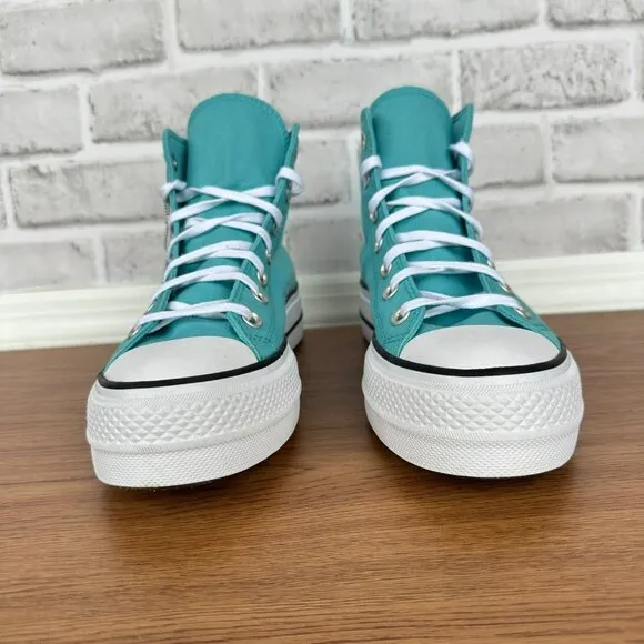 ⭐Chuck Taylor All Star Lift Platform Stars Sz 8 Women's Shoes teal/White A06492C