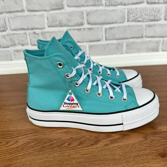 ⭐Chuck Taylor All Star Lift Platform Stars Sz 8 Women's Shoes teal/White A06492C