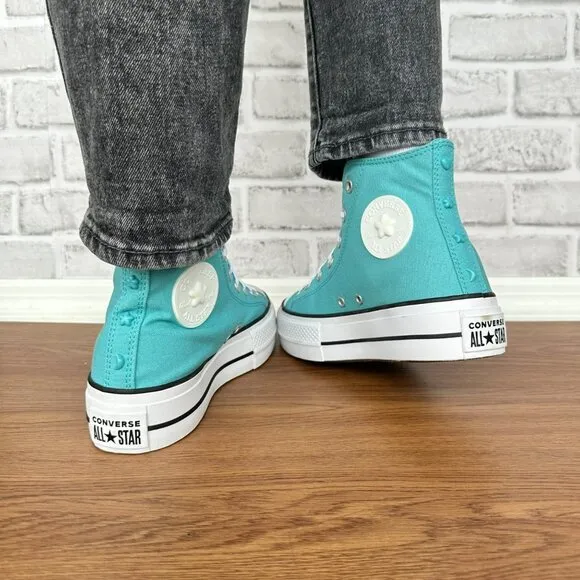 ⭐Chuck Taylor All Star Lift Platform Stars Sz 8 Women's Shoes teal/White A06492C
