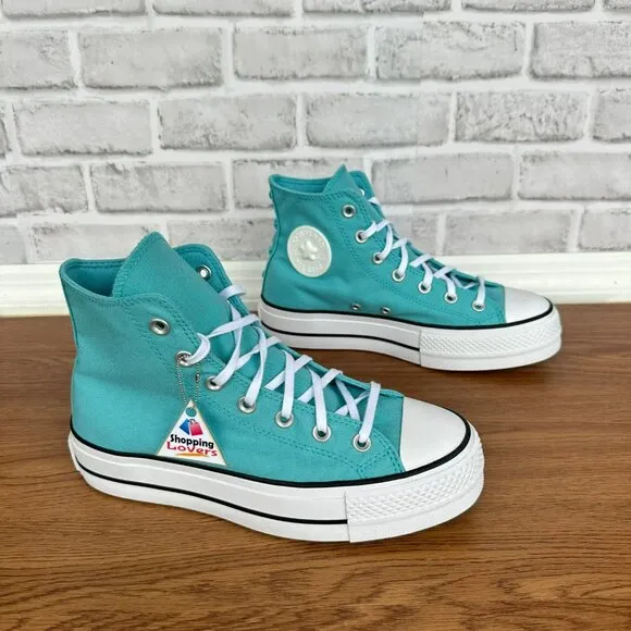 ⭐Chuck Taylor All Star Lift Platform Stars Sz 8 Women's Shoes teal/White A06492C