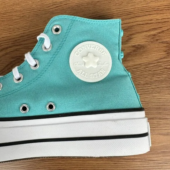 ⭐Chuck Taylor All Star Lift Platform Stars Sz 8 Women's Shoes teal/White A06492C