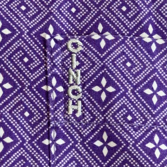 Cinch Men's Large Purple Geometric Modern Fit Button Up Long Sleeve Dress Shirt