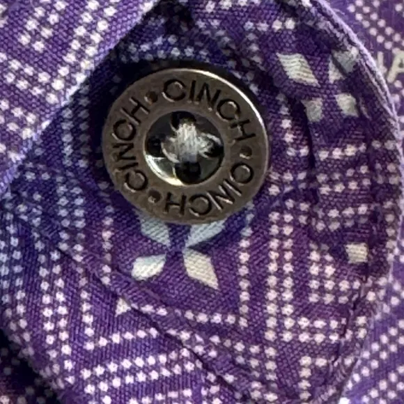 Cinch Men's Large Purple Geometric Modern Fit Button Up Long Sleeve Dress Shirt