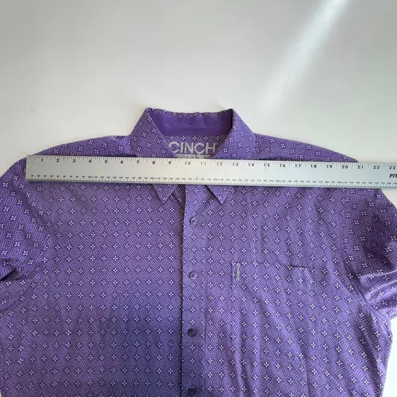 Cinch Men's Large Purple Geometric Modern Fit Button Up Long Sleeve Dress Shirt