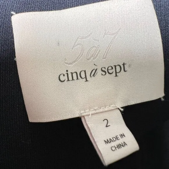 Cinq A Sept Micah Ruffle Dress Knee Length Sheath Cold Shoulder Navy Blue 2
