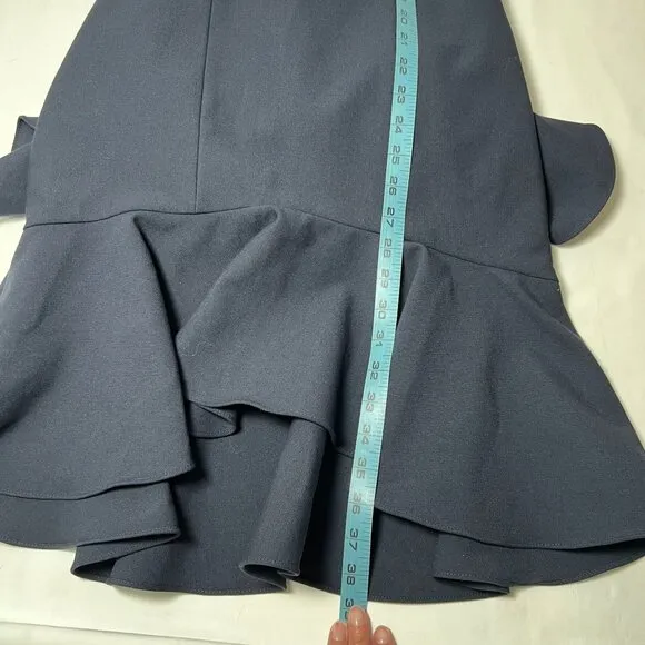 Cinq A Sept Micah Ruffle Dress Knee Length Sheath Cold Shoulder Navy Blue 2