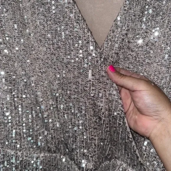 City Chic Nude champagne Razzle Sequin holiday Dress plus size 18