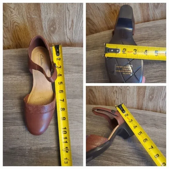 Clarks Emily 2 Ketra Ankle Strap Heels Womens Size 8.5 Wide Brown
