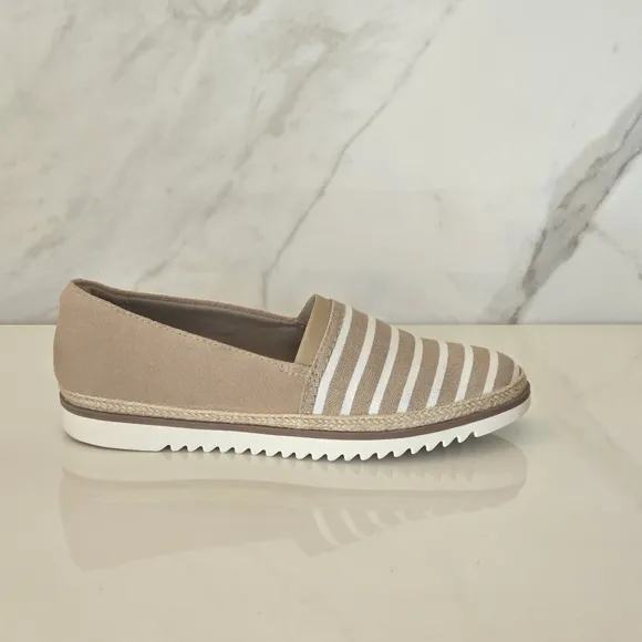 Clark's Serena Paige Striped Tan Slip-On Almond toe Women's Shoes Size 7