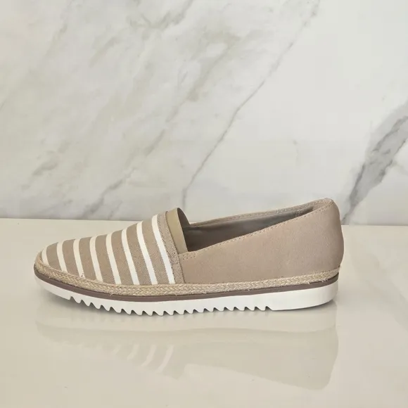Clark's Serena Paige Striped Tan Slip-On Almond toe Women's Shoes Size 7