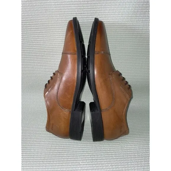 Clarks Tilden Dark Tan Cap Toe Leather Oxford Shoes Men’s Size 11WIDE New No Box
