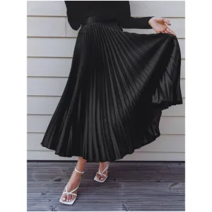Classic Black Evening Party Holiday Pleated Skirt