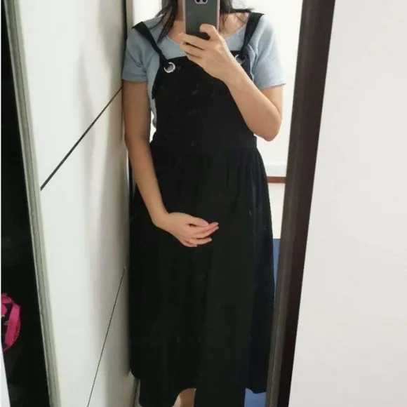 Classic Black Tie Strap Midi Dress
