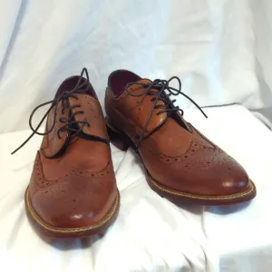 Classic Brown Aston Grey Leather Men's Eing Tip Dress Shoes