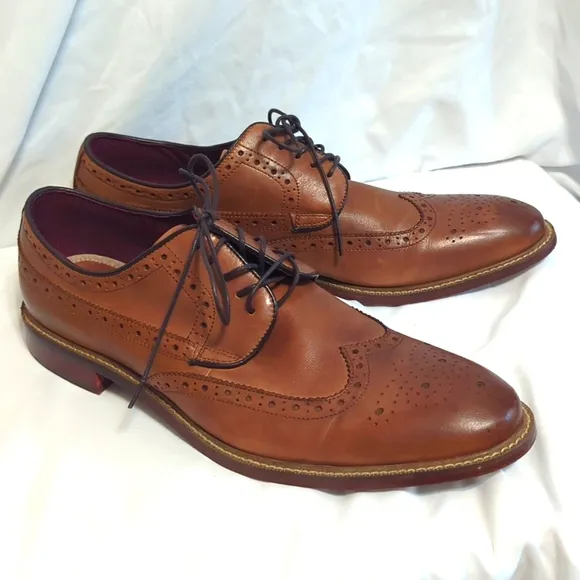 Classic Brown Aston Grey Leather Men's Eing Tip Dress Shoes