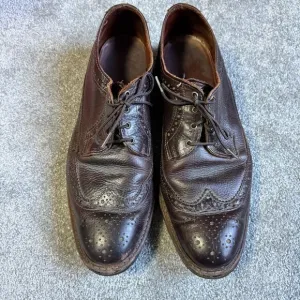 Classic Brown Leather Wingtip Oxford Brogue Dress‎ Shoes Size 12