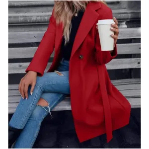 Classic Button Belted Minimalist  Coat Jacket