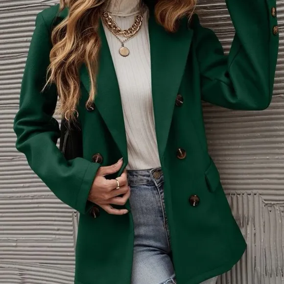 Classic Camel Double Breast Button Up Jacket Coat
