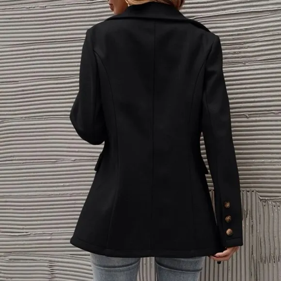 Classic Camel Double Breast Button Up Jacket Coat