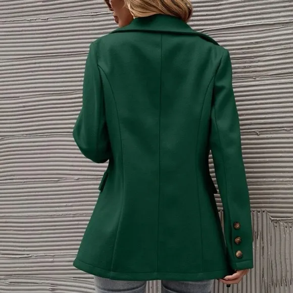 Classic Camel Double Breast Button Up Jacket Coat