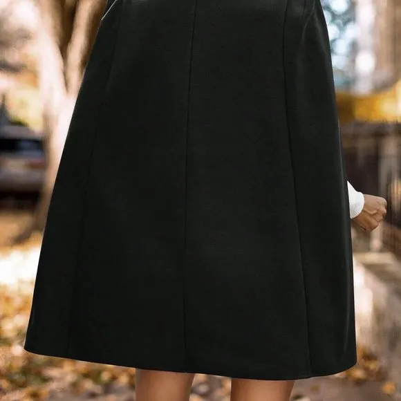 Classic Cloak Sleeve Double Breasted Cape Overcoat Black