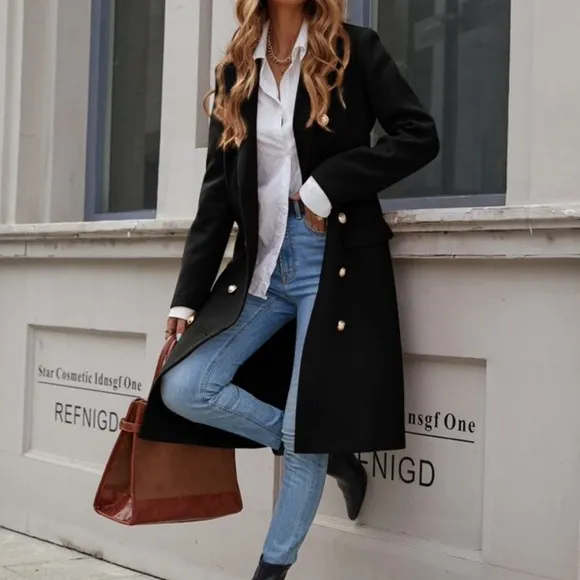 Classic Double Breasted Button up Jacket Coat